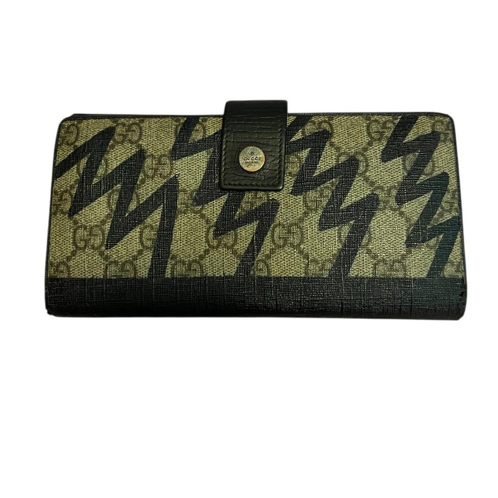 Gucci continental wallet lightning bolt in Navy w/COA vintage Rare